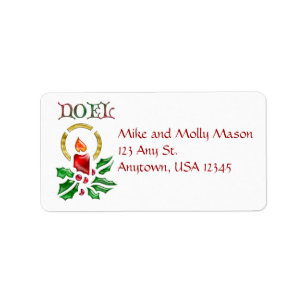 Noel Christmas Candle Address Labels