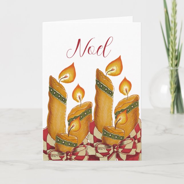 "Noel" Christmas Candle greeting card (Front)