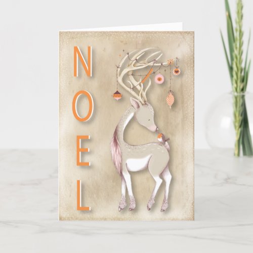 Noel Christmas Deer Holiday Card