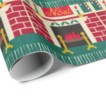 Noel Christmas Fireplace Artisan Crochet Print