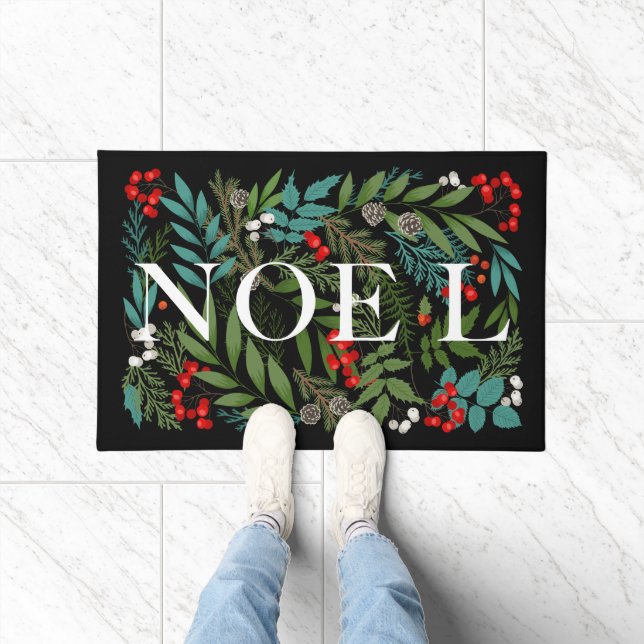 NOEL Christmas Greenery and Berries Doormat (Indoor)
