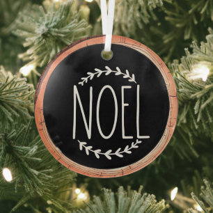 Noel Christmas Holiday Glass Ornament