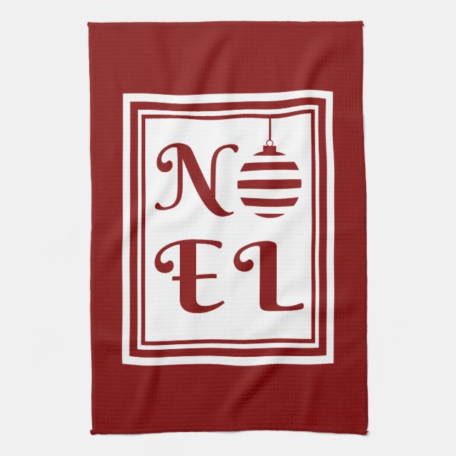 NOEL Christmas Holiday Red And White Kitchen Towel (Vertical)