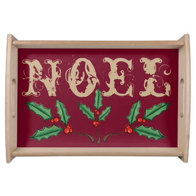  Noel Christmas Holly Serving Tray (Front)