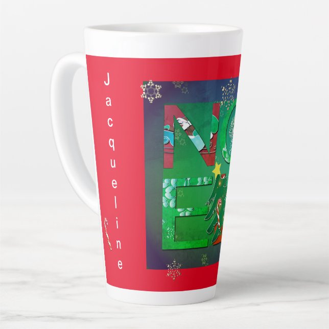 "Noel" Christmas Latte Mug (Left Angle)