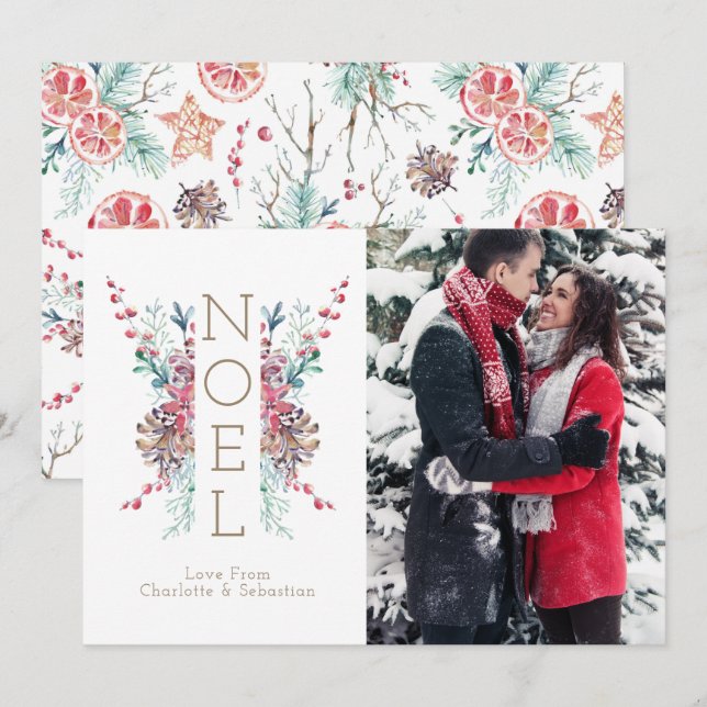 Noel Christmas Photo Personalized Winter Invitation (Front/Back)