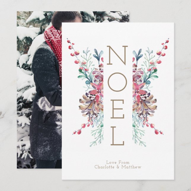 Noel Christmas Photo Personalized Winter Invitation (Front/Back)