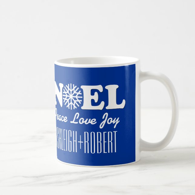 NOEL Christmas Snowflake Couples V02 BLUE Coffee Mug (Right)