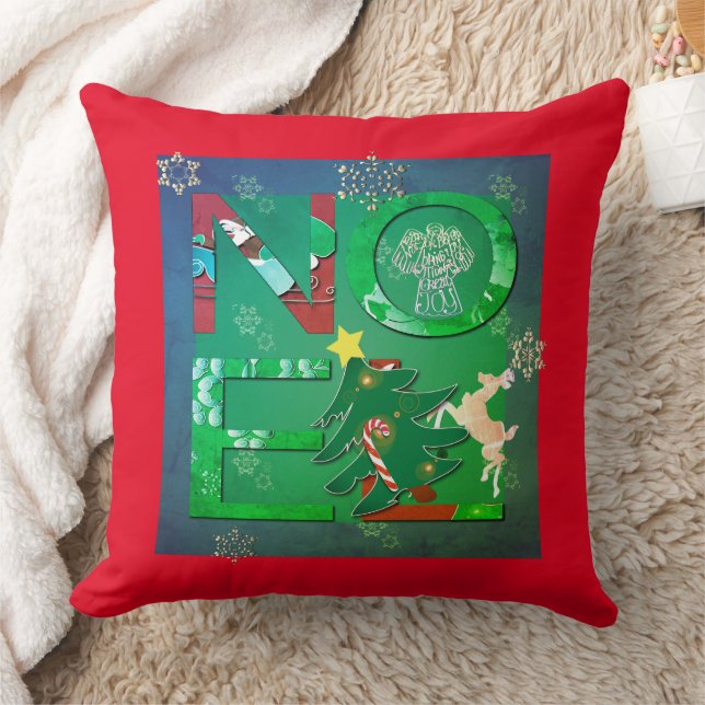"Noel" Christmas Throw Pillow (Blanket)