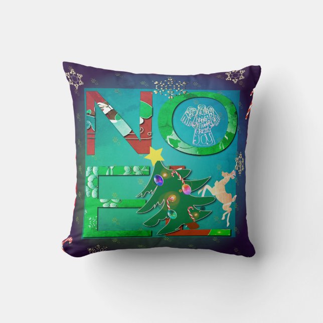 Noel Christmas Throw Pillow (Front)