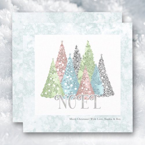 Noel Christmas Trees Modern Holiday Card