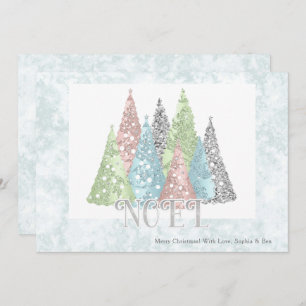 Noel Christmas Trees Modern Holiday Card
