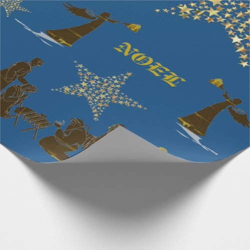 Noel Classic Blue Holiday Wrapping Paper