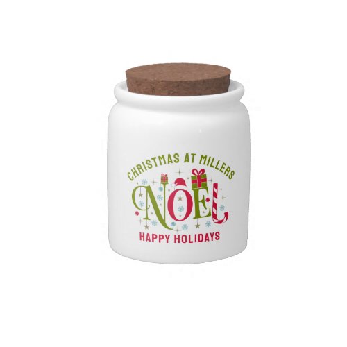 Noel colorful and fun typography resign candy jar
