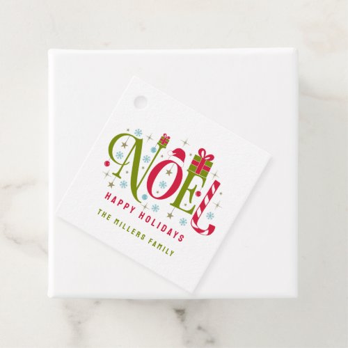 Noel colorful and fun typography resign favor tags