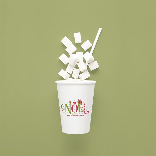 Noel colorful and fun typography resign paper cups
