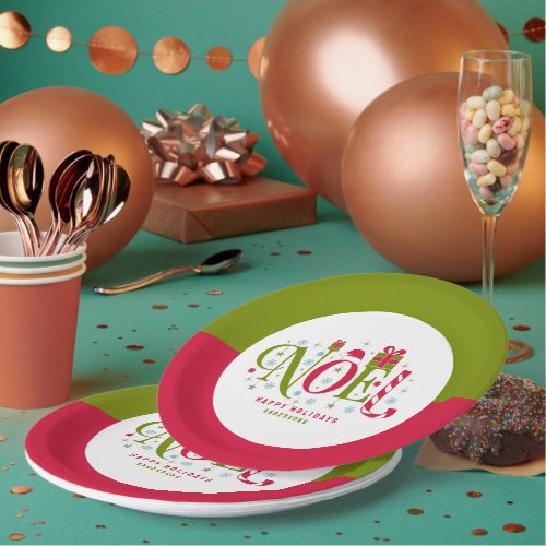Noel colorful and fun typography resign paper plates