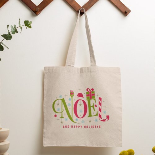 Noel colorful and fun typography resign tote bag