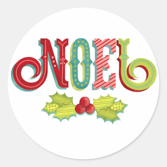 Noel Colorful Christmas Classic Round Sticker (Front)
