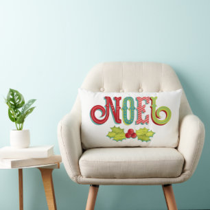 Noel Colorful Christmas Lumbar Pillow
