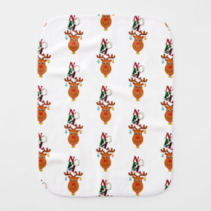 Noel Deer Bells Bauble Rudolf Snowflakes Christmas Baby Burp Cloth