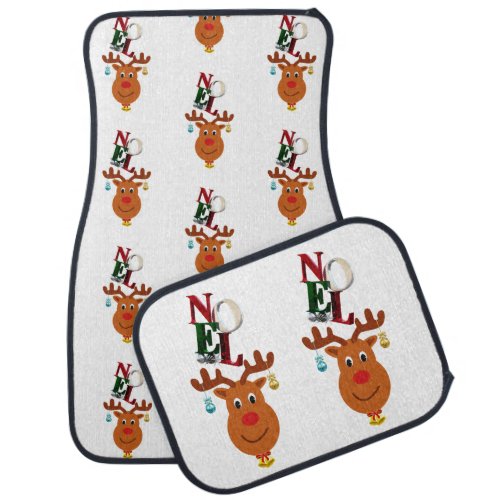 Noel Deer Bells Bauble Rudolf Snowflakes Christmas Car Floor Mat