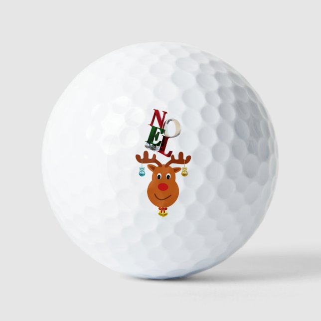 Noel Deer Bells Bauble Rudolf Snowflakes Christmas Golf Balls (Front)