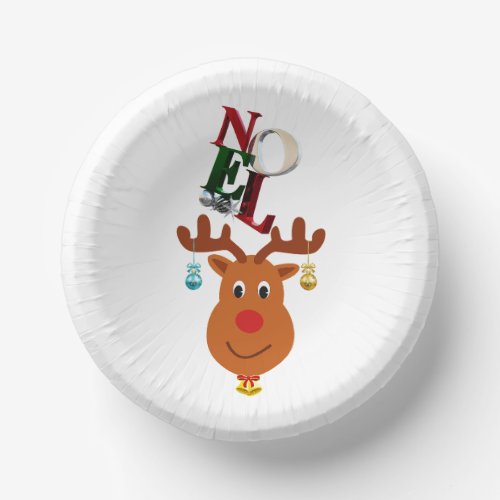 Noel Deer Bells Bauble Rudolf Snowflakes Christmas Paper Bowls