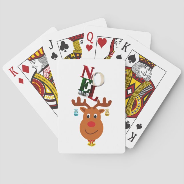 Noel Deer Bells Bauble Rudolf Snowflakes Christmas Poker Cards (Back)