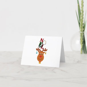Noel Deer Bells Bauble Rudolf Snowflakes Christmas Thank You Card