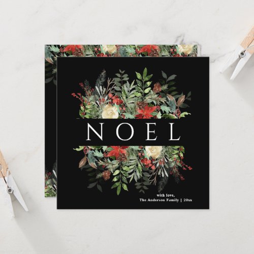 Noel Elegant  Botanical  Rustic Christmas Card