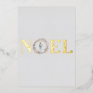 Noel Elegant Christmas Nutcracker Ballet Photo Foil Holiday Card