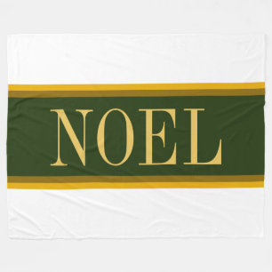NOEL Elegant Forest Green Brown White Stripes Fleece Blanket