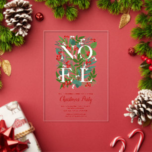 NOEL Elegant Greenery Christmas Acrylic Invitations