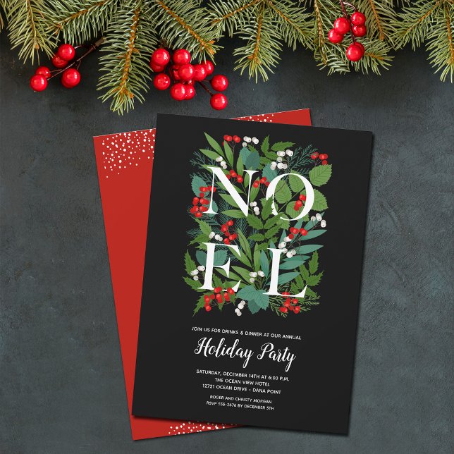 NOEL Elegant Greenery Holiday Invitation (Creator Uploaded)