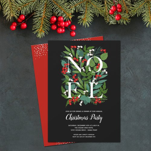 NOEL Elegant Greenery Holiday Invitation