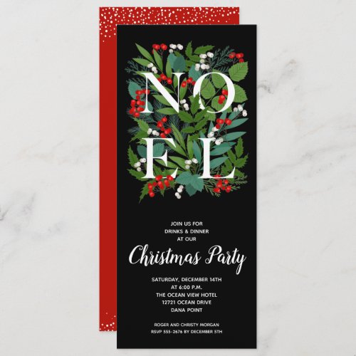 NOEL Elegant Greenery Holiday Invitation