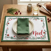 Noel Floral Christmas Placemat - Green