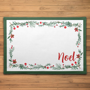Noel Floral Christmas Placemat - Green
