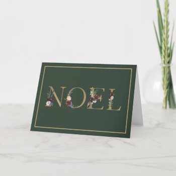 Noel Floral Text Holiday Greeting Card by DP_Holidays at Zazzle