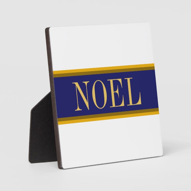 NOEL Fun Festive Navy Blue White Holiday Stripes Plaque (Front)