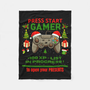 Noel Fun Gamer - Press Start For Christmas Fleece Blanket