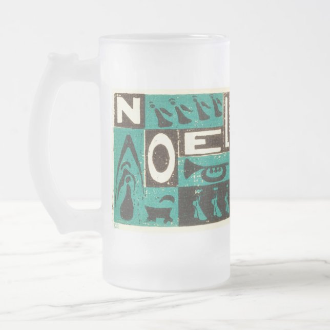 Noel Green Frosted Glass Beer Mug (Left)