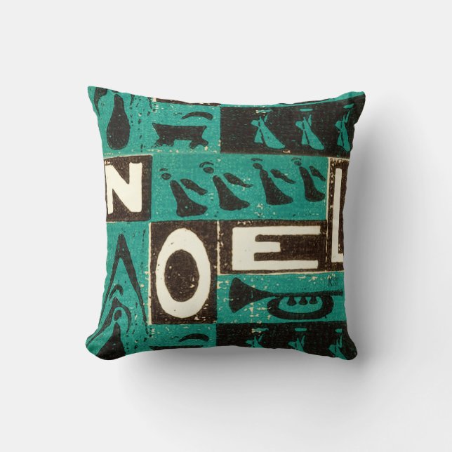 Noel Green Throw Pillow (Front)