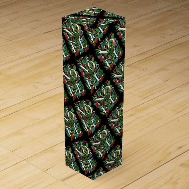 NOEL Greenery and Berries Christmas Wine Box (Front)