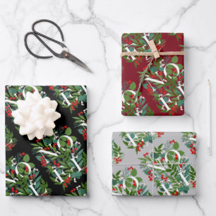 NOEL Greenery and Berries Christmas Wrapping Paper Sheets