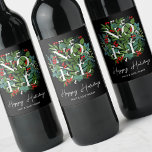 NOEL Greenery Berries Happy Holidays Wine Label<br><div class="desc">The word NOEL among winter leaves and berries are featured on these Happy Holidays Christmas wine bottle labels along with your personalization in chic lettering. MATCHING items in our store.</div>