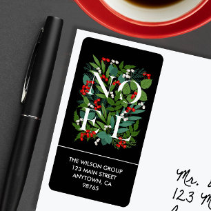 NOEL Greenery Berries Return Address Label