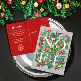 NOEL Greenery Business Greeting Holiday Postcard