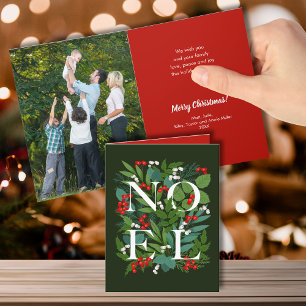 NOEL Greenery Folded Photo Holiday Card